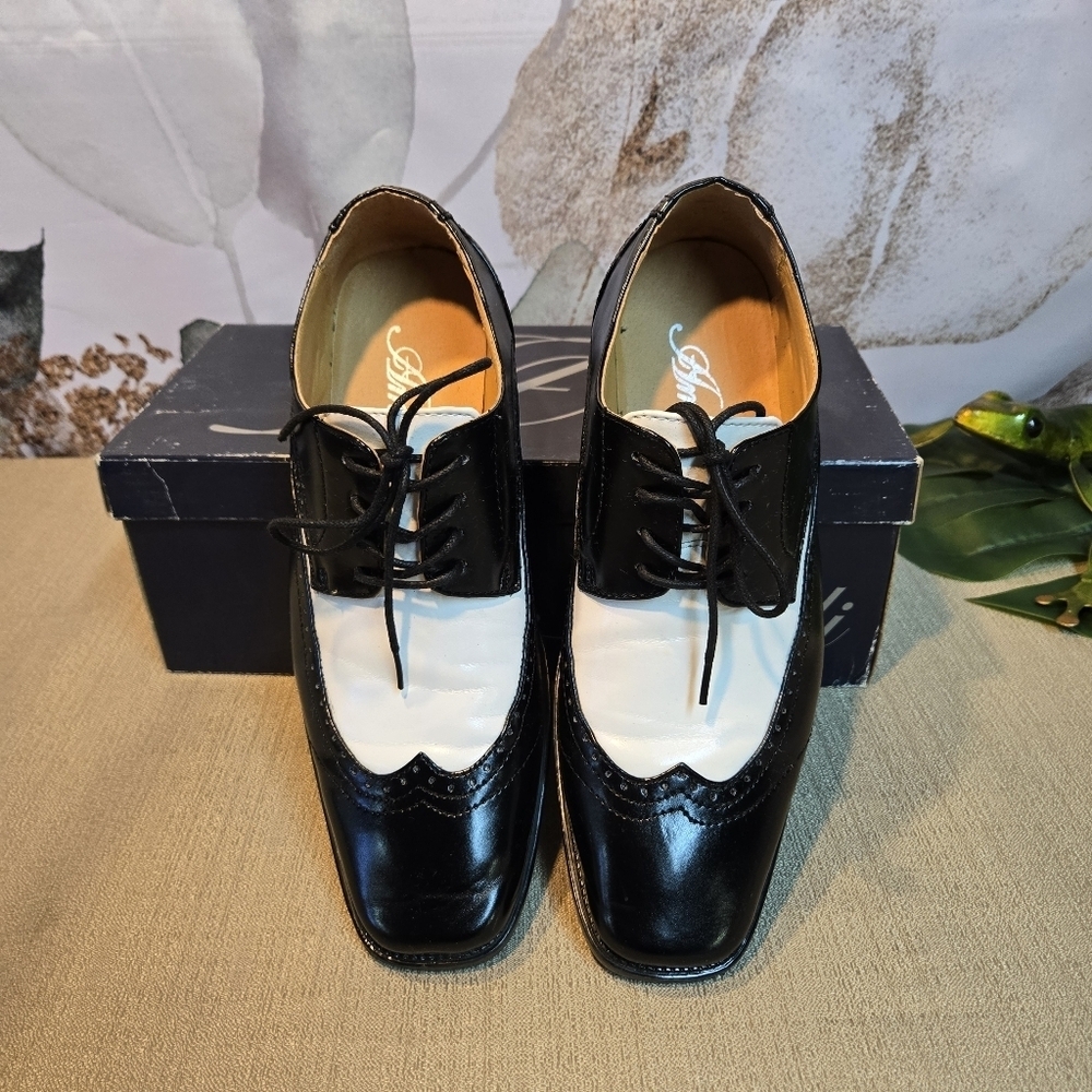Amali Black White Spectator Shoes Sz 8 Mens Formal Wedding Prom